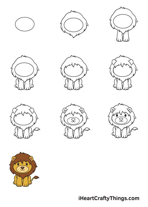 How to Draw Lion Head printable step by step drawing sheet
