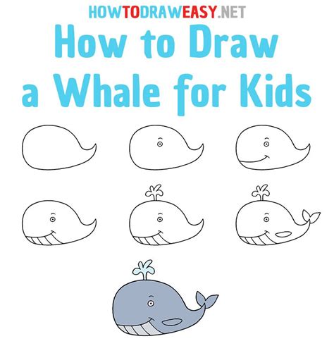 How To Draw Baby Whale For Kids Step By Step Drawings For