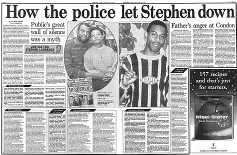 stephen lawrence 1993 newspaper articles