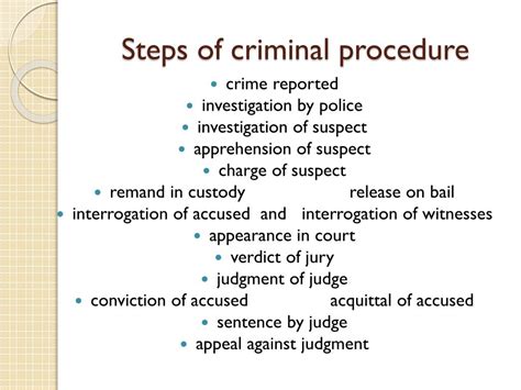 steps in criminal procedure