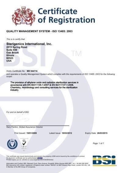 sterigenics iso certificate