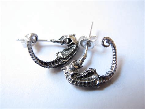 sterling silver seahorse marcasite earrings