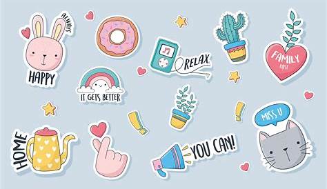 Collection Of Cute Stickers For Your Design Royalty Free Cliparts