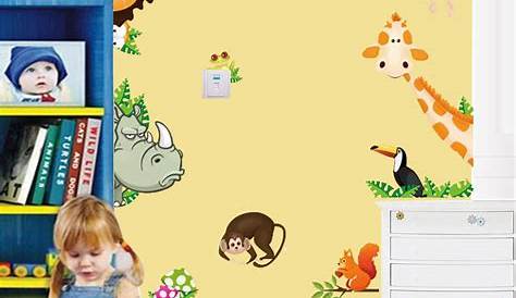 Stickers For Kids Room Cartoon Animal Photo Frame Large Wall Animals Decals