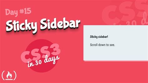 Fixed Sticky Sidebar Menu Design with HTML and CSS w3CodePen