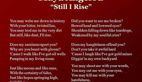 Still I Rise Maya Angelou Poem " ", MAYA ANGELOU POEM