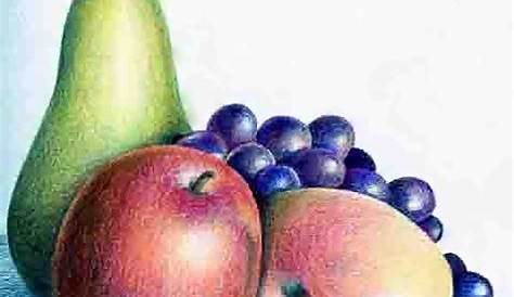 still life Fruit drawing, Color pencil drawing, Color