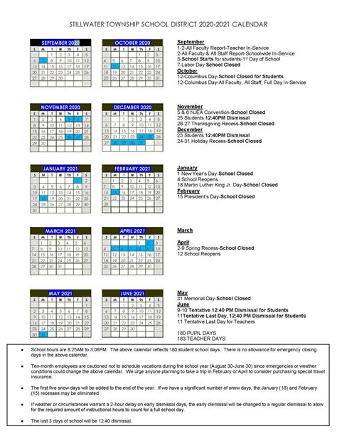 stillwater public schools school calendar