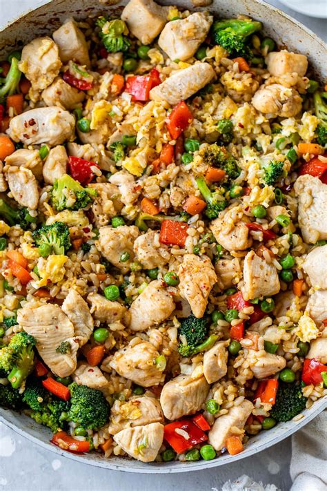 stir frying chicken for chicken fried rice