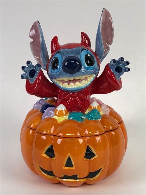 Zrike Brands Holiday Disney Pumpkin Stitch Halloween Cookie Jar 222