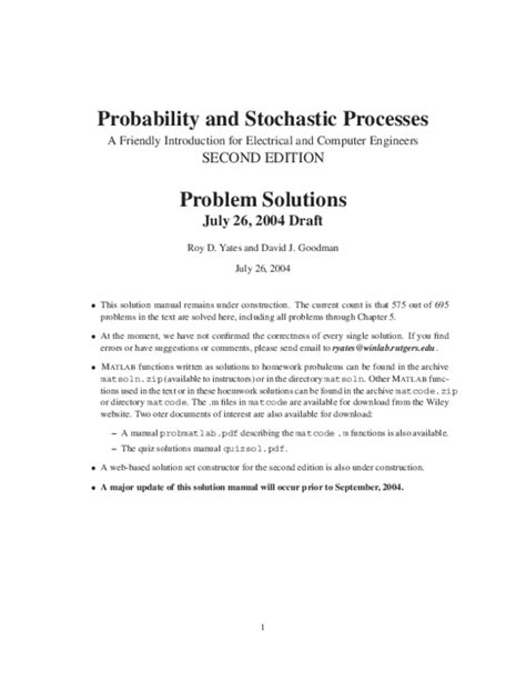 stochastic processes problems and solutions pdf