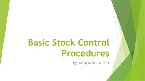 Stock Control Procedures Manual