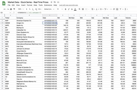 stock data in google sheets