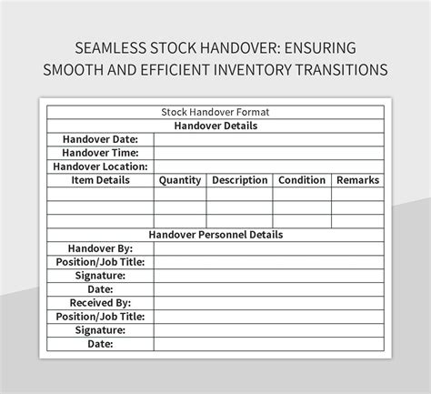 Stock Handover Format