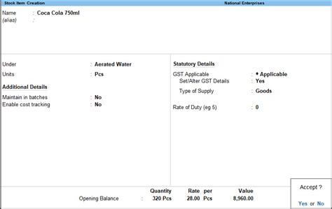 Stock Item In Tally With Example