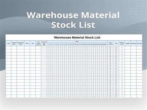 Stock List Excel Sheet