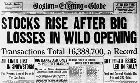 stock market crash newspaper 1929