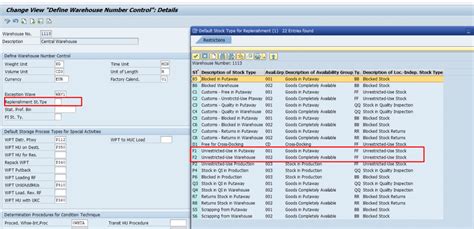 stock type description table in sap
