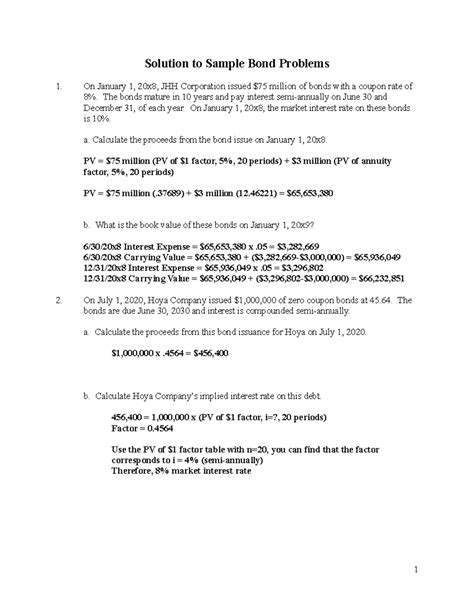 Stocks And Bonds Sample Problems With Solutions