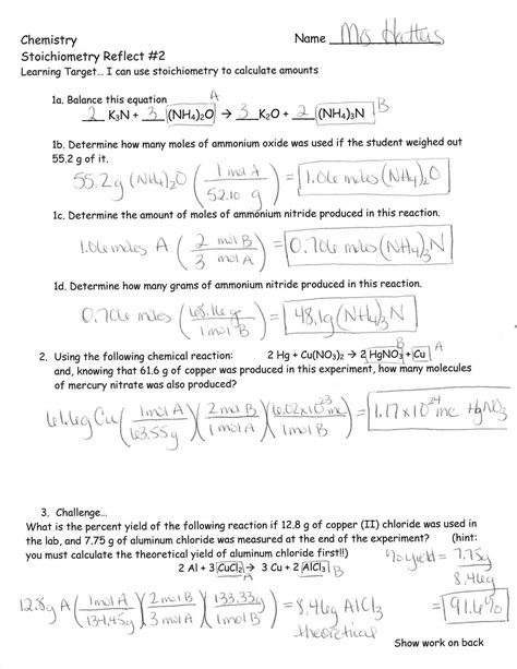 stoichiometry limiting reagent problems worksheet answers