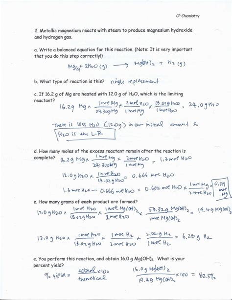 Unit 08 Stoichiometry Worksheet 1 With Answer Key Download