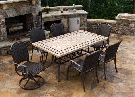 Stone Tile Top Patio Table
