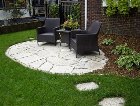 Stone Patio Small Backyard