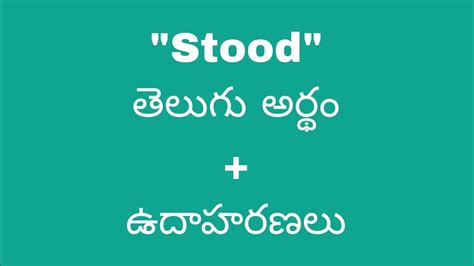 stood meaning in tamil with example