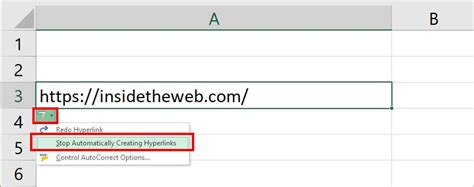 stop excel from creating hyperlinks