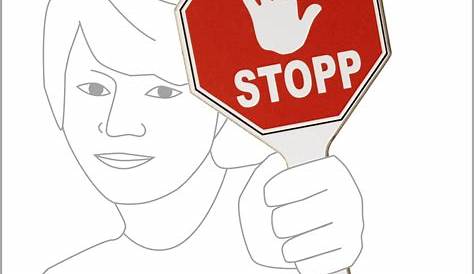 Stopp-Schild mit Hand und Schriftzug "Stopp" | 8109940078