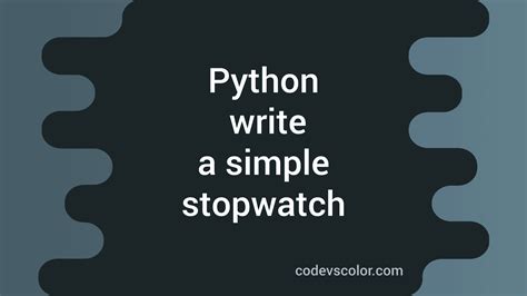 Stopwatch Method Python