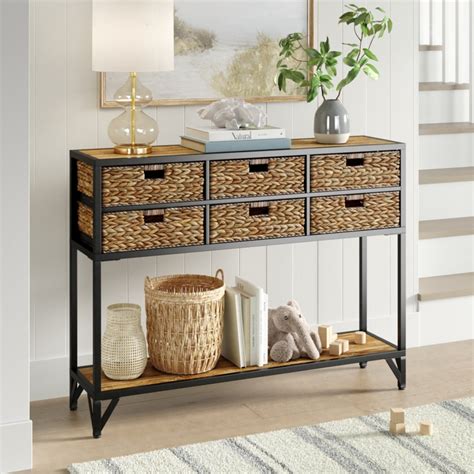 Storage Basket Console Table