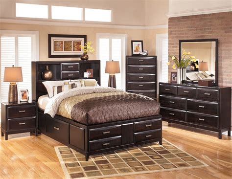 Sonax 4 Piece Storage Bed Set in Ravenwood Black with Bookcase