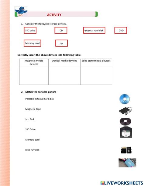 Storage Devices Liveworksheets