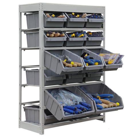 Storage Rack With Plastic Bins