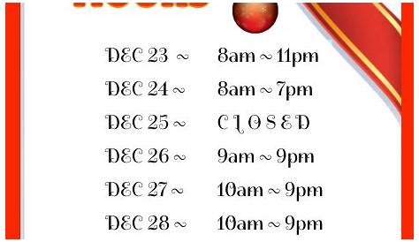 Free Handdrawn Winter Holidays Hours Sign template / Free Printable