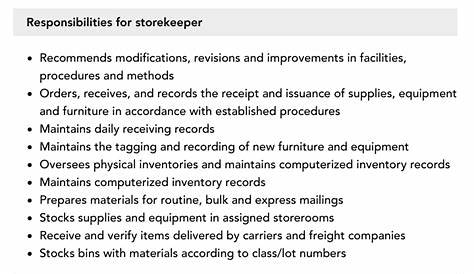 Store Keeper Duties And Responsibilities In Restaurant 14+ Manager Job Description Templates Word