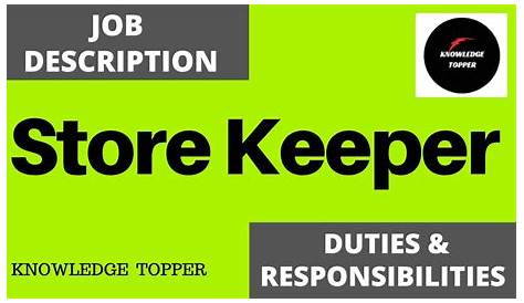 Store Keeper Duties And Responsibilities In Tamil CV For Great CV For