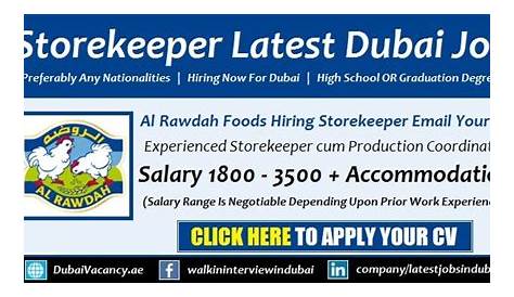 Store Keeper Jobs In UAE Dubai 2020