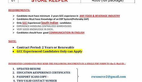 Store Keeper Jobs In Qatar 2018 For (1+ Year Experience) Find All The