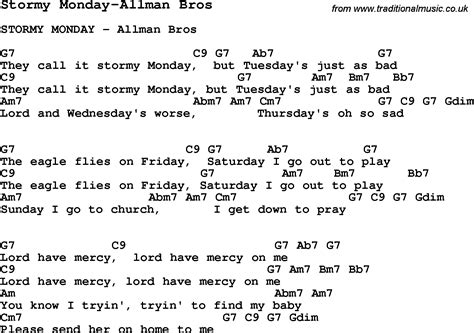 stormy monday allman brothers chords