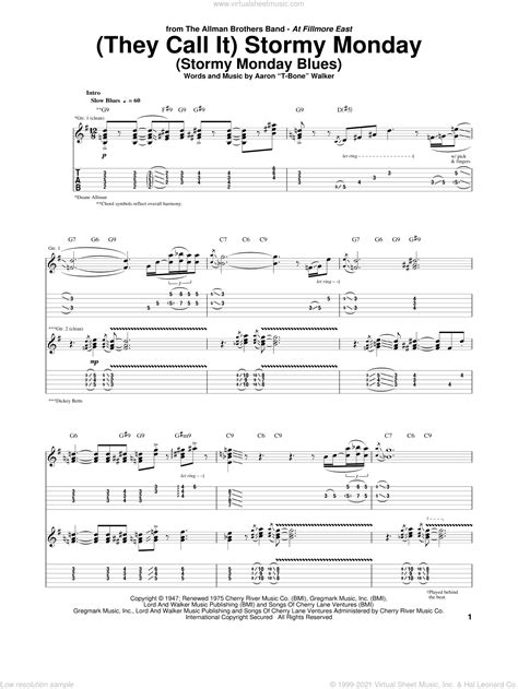 stormy monday chords allman brothers