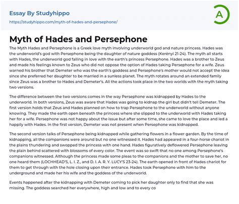 story of hades and persephone summary