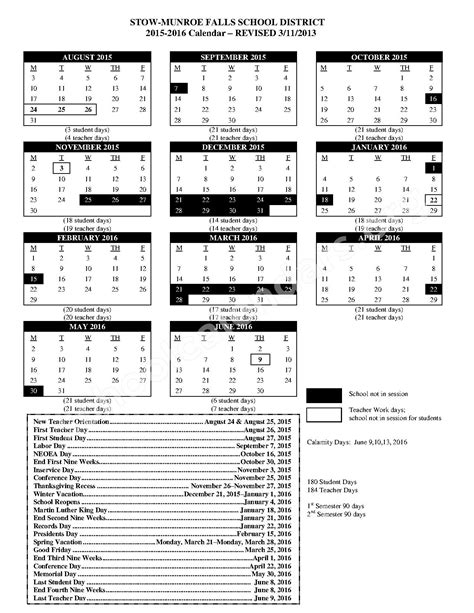 Stow Munroe Falls Schools Calendar