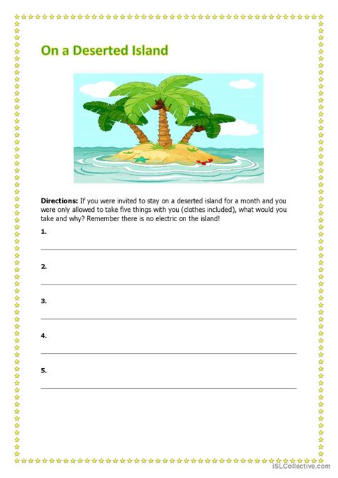 stranded on a desert island worksheet pdf