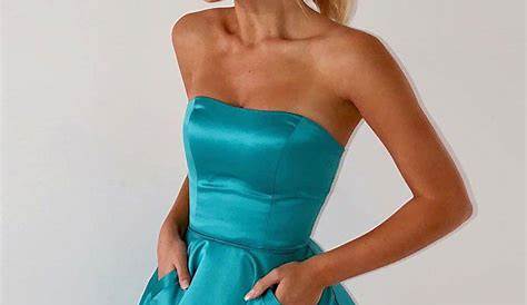 Strapless Blue Hoco Dress Royal With Pockets es Short Prom