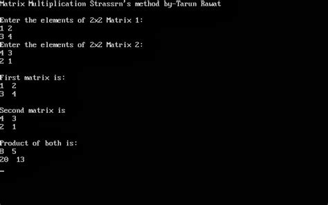 strassen's matrix multiplication program in c using recursion