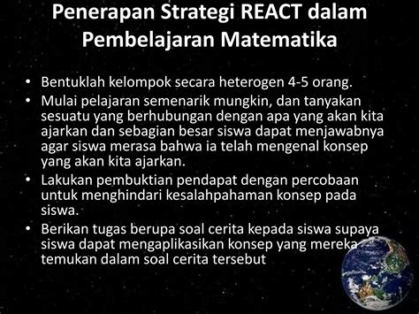 Pembelajaran matematika dengan strategi REACT