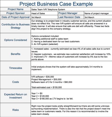 strategic business case example