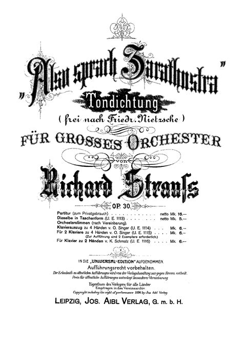 strauss also sprach zarathustra imslp